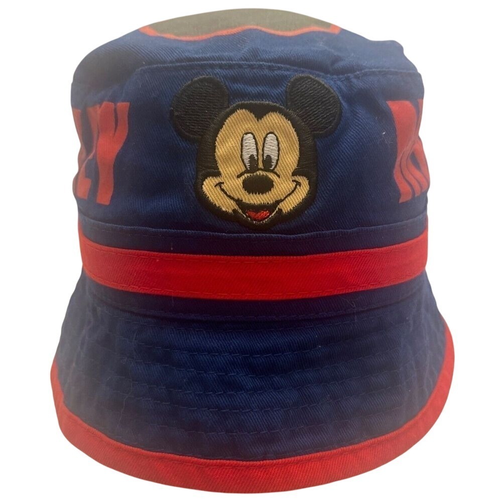 Disney Mickey Mouse Blue & Red Mickey Face Bucket Hat Cap Youth Size
